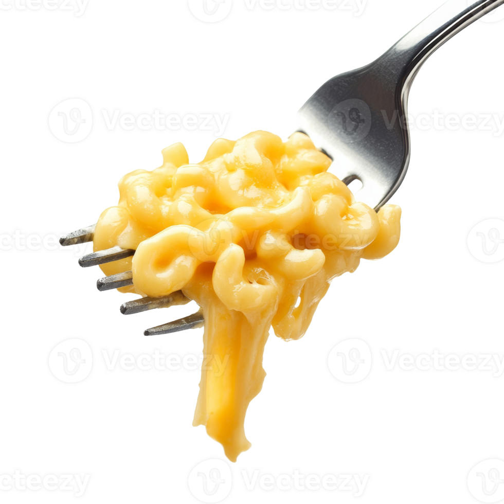 Creamy Macaroni And Cheese On A Fork. isolated png