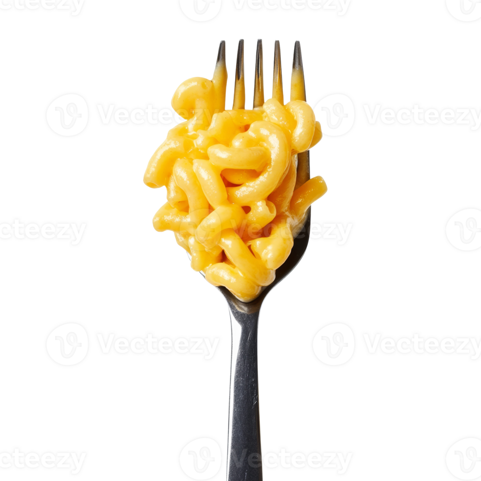 Creamy Macaroni and Cheese on a Fork. cut out png