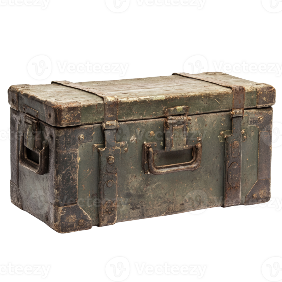 Weathered Green Military Storage Chest Box png