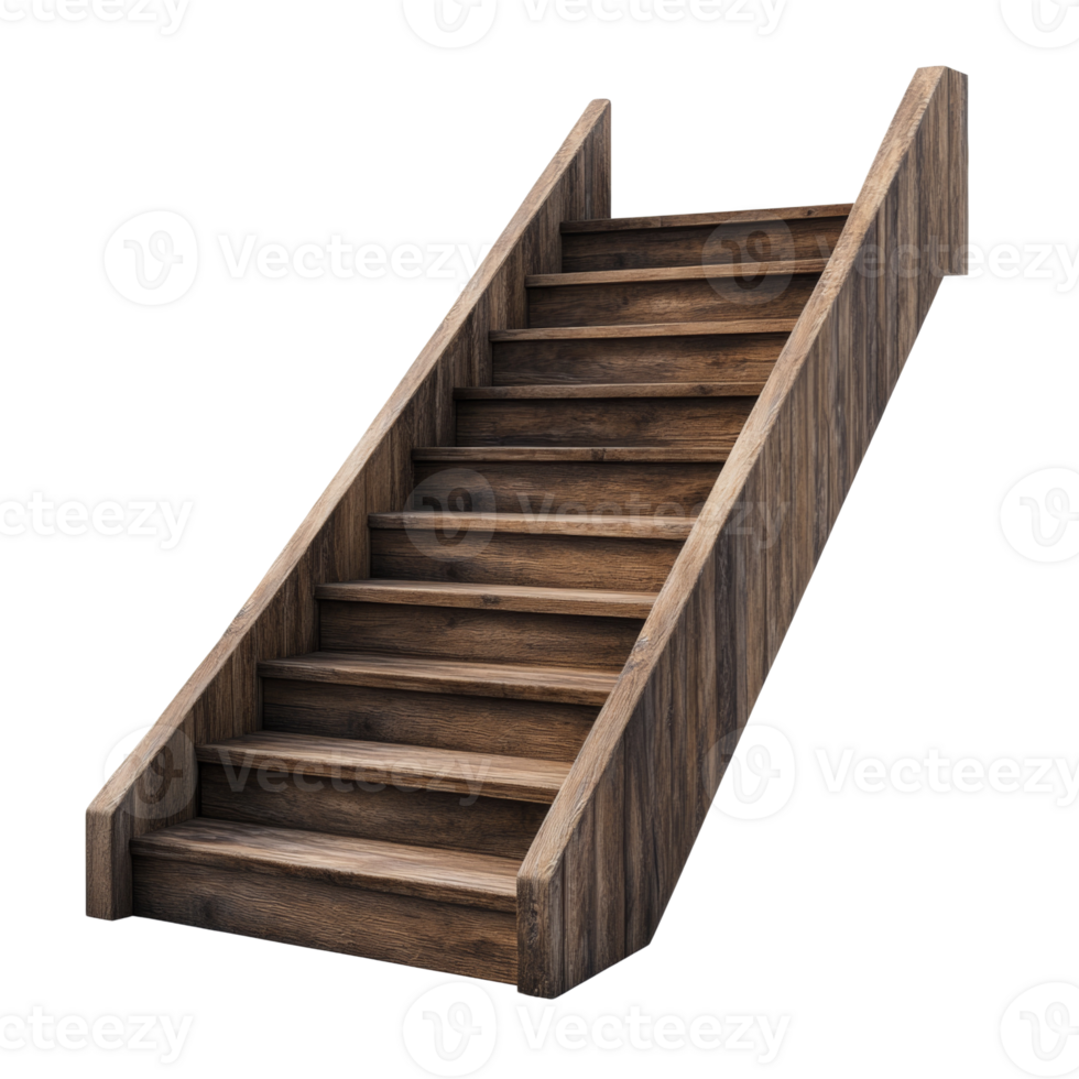 Wooden Staircase Ascending Towards an Unknown Destination png