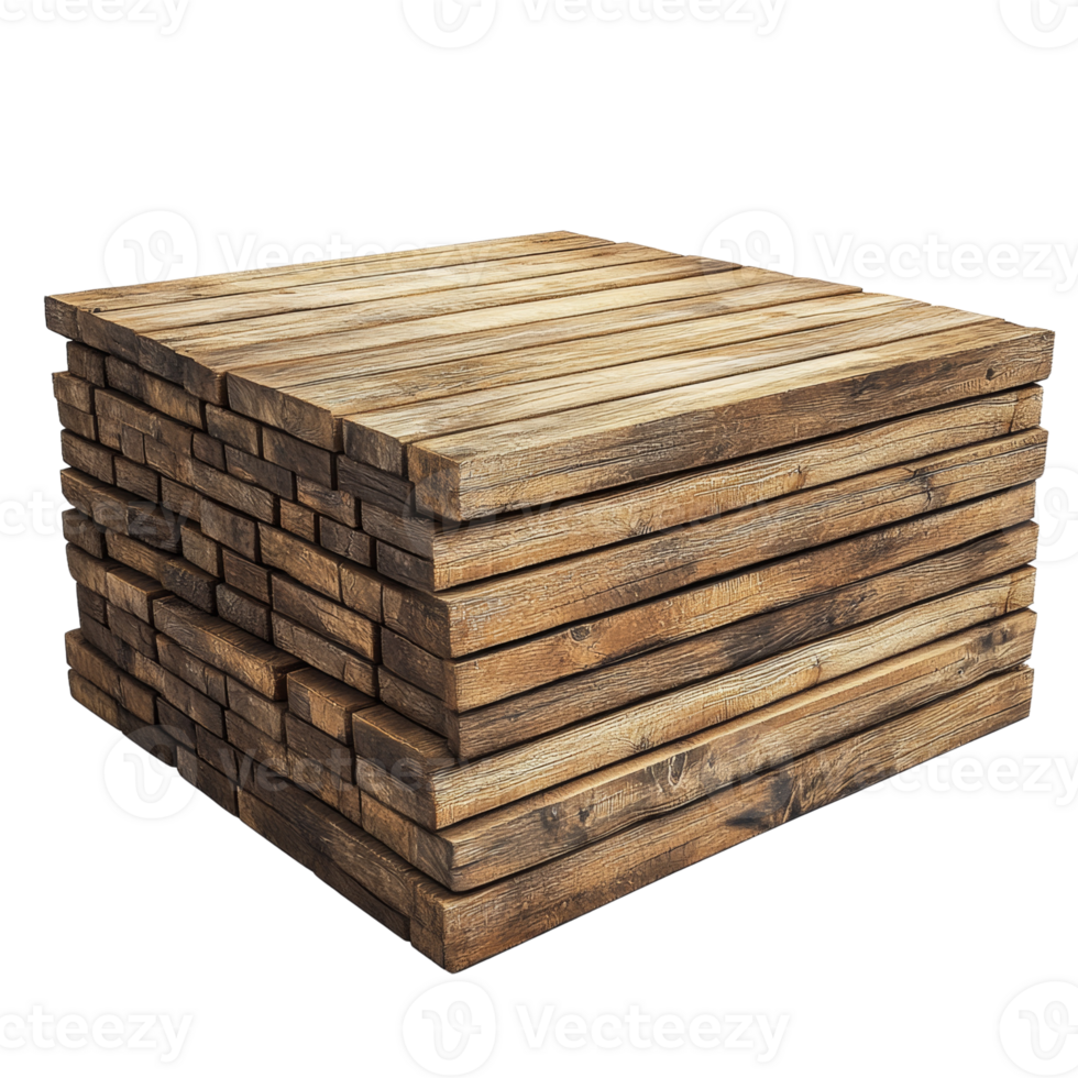 Stacked Wooden Planks Form a Cubic Structure png