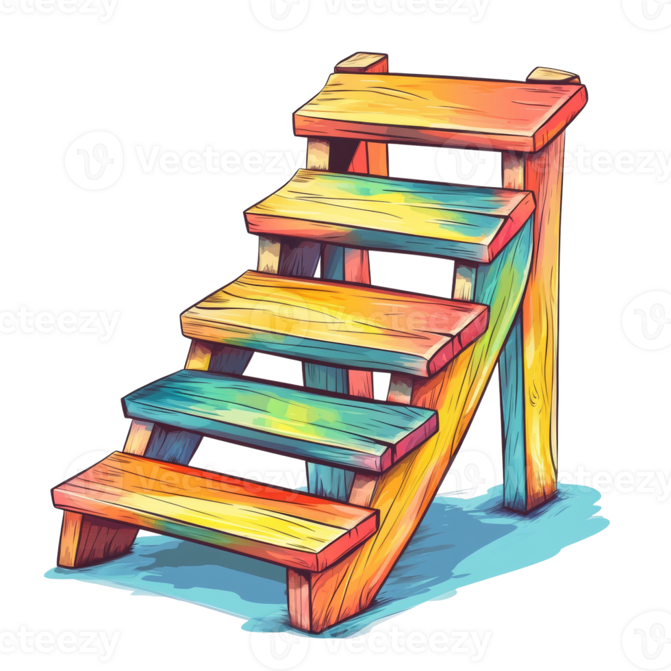 Colorful Wooden Steps Leading Downwards png
