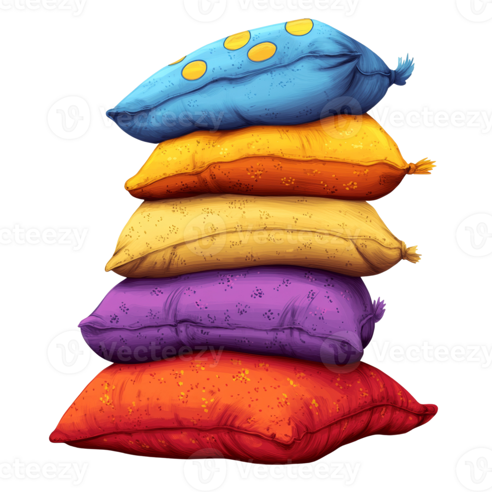 Colorful Stack of Decorative Throw Pillows png