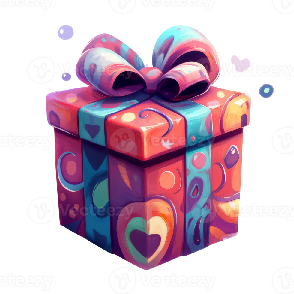 A Colorful Gift Box With A Large Bow png