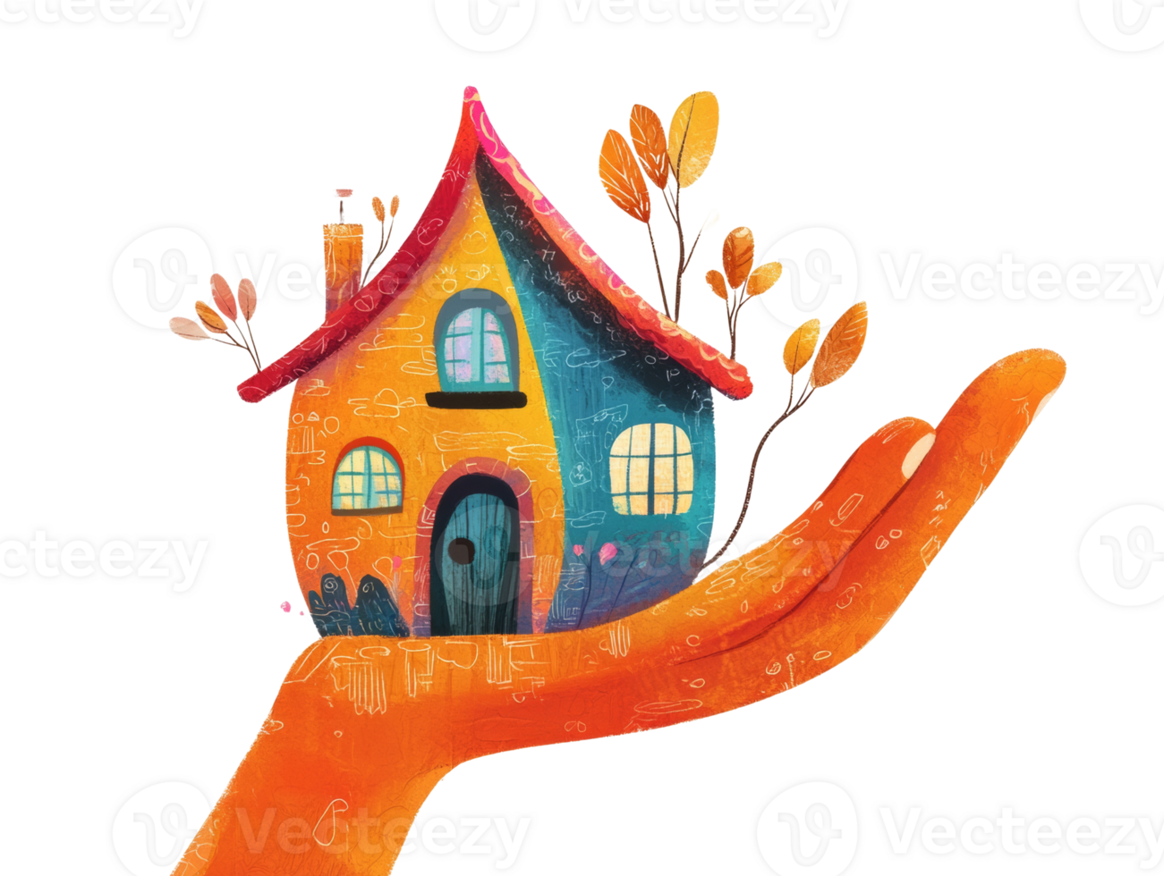 A Colorful Little House Held Safely In A Hand png