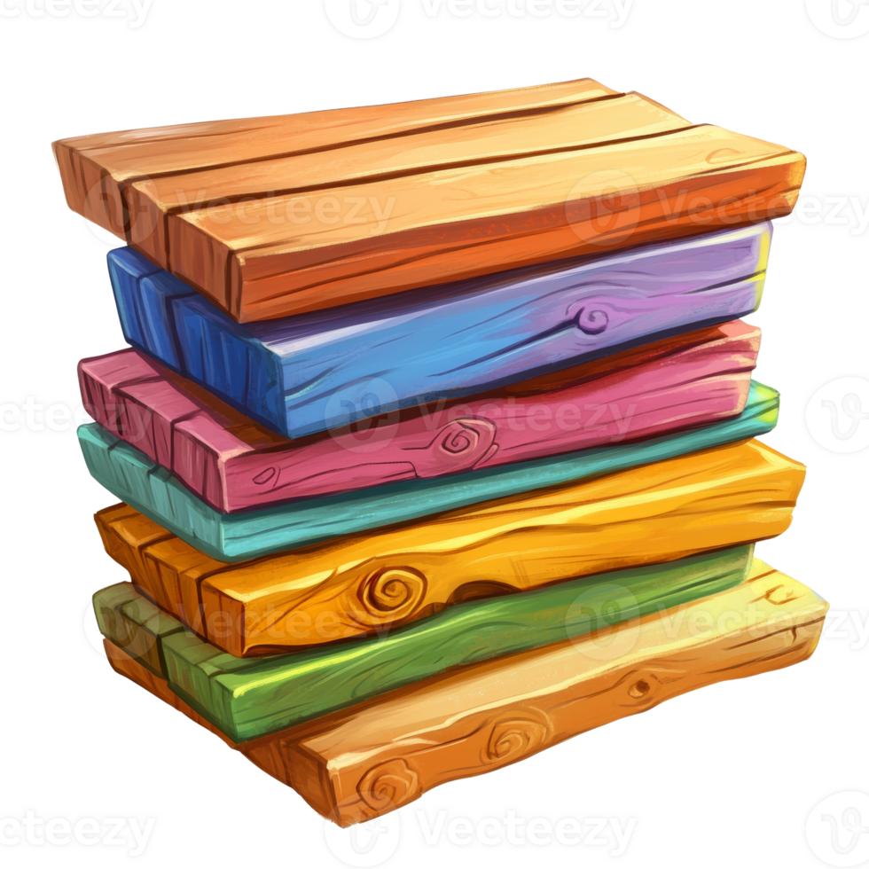 A Stack of Colorful Wooden Planks png