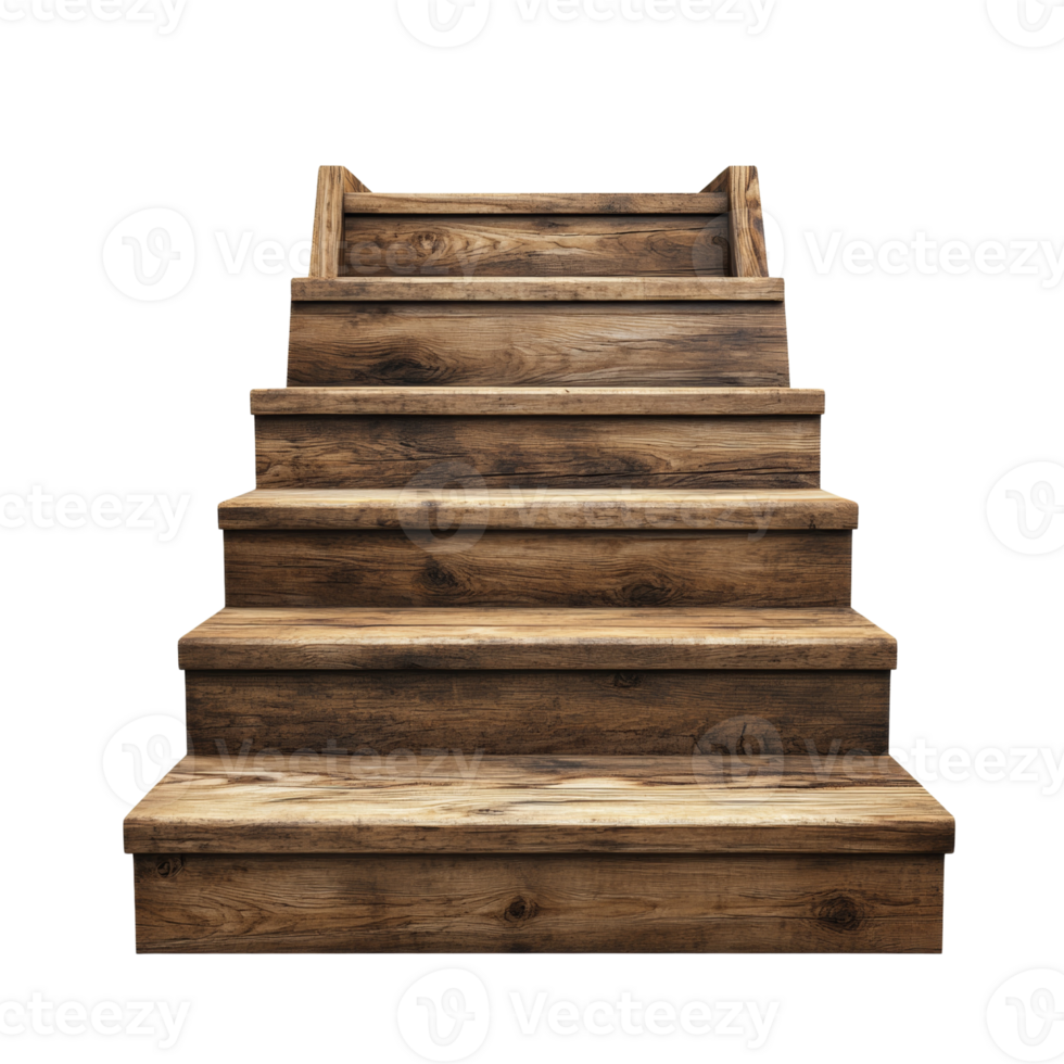 Rustic Wooden Steps Isolated On Black Background png
