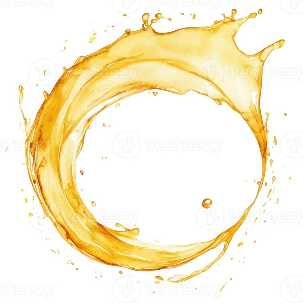 Golden Liquid Splashing in Circular Motion png