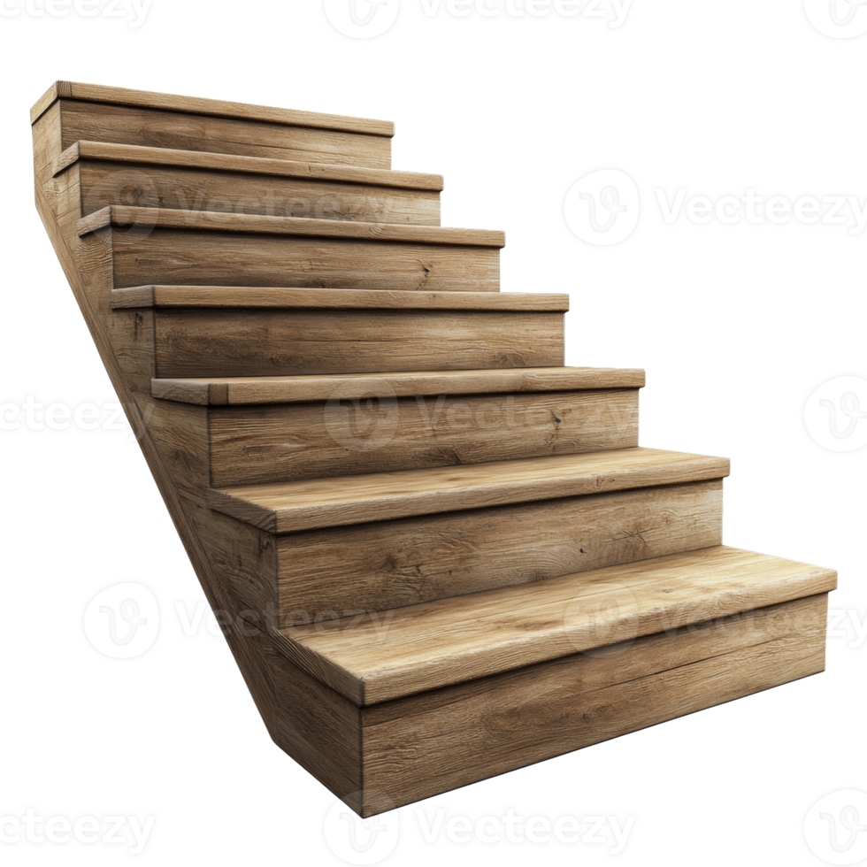 Wooden staircase ascending against a transparent background png
