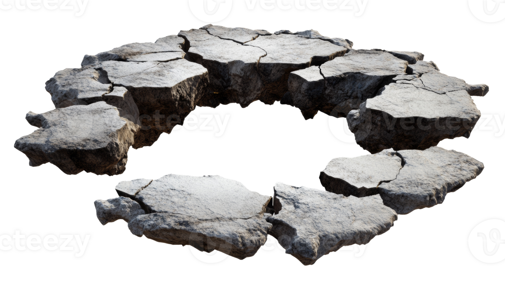 Cracked stone ring forms a circular gap png