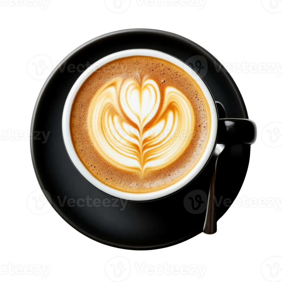 A Latte Coffee Drink With Beautiful Foam Art png