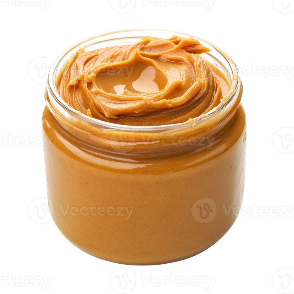 Creamy Peanut Butter in a Glass Jar. isolated png