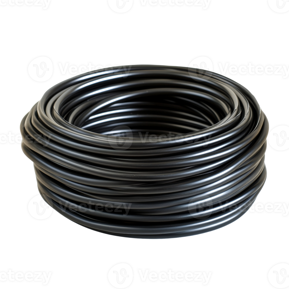 A coil of black plastic tubing neatly wound png