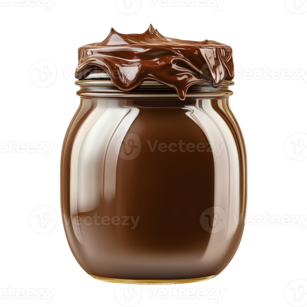 Glass Jar Filled With Rich Chocolate Sauce png