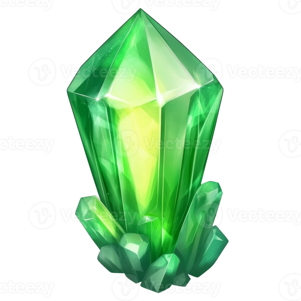 Luminous Green Crystal Cluster Glowing Brightly png