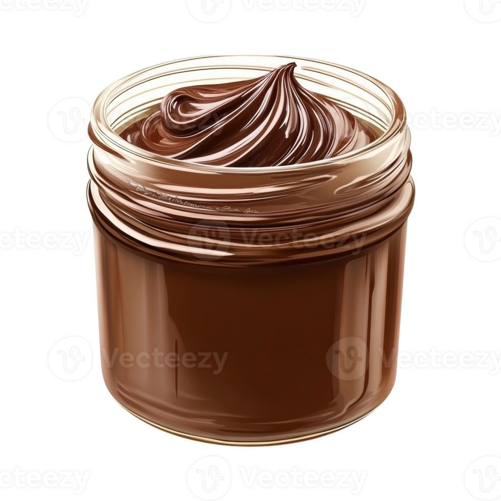 Delicious Chocolate Spread in Glass Jar png