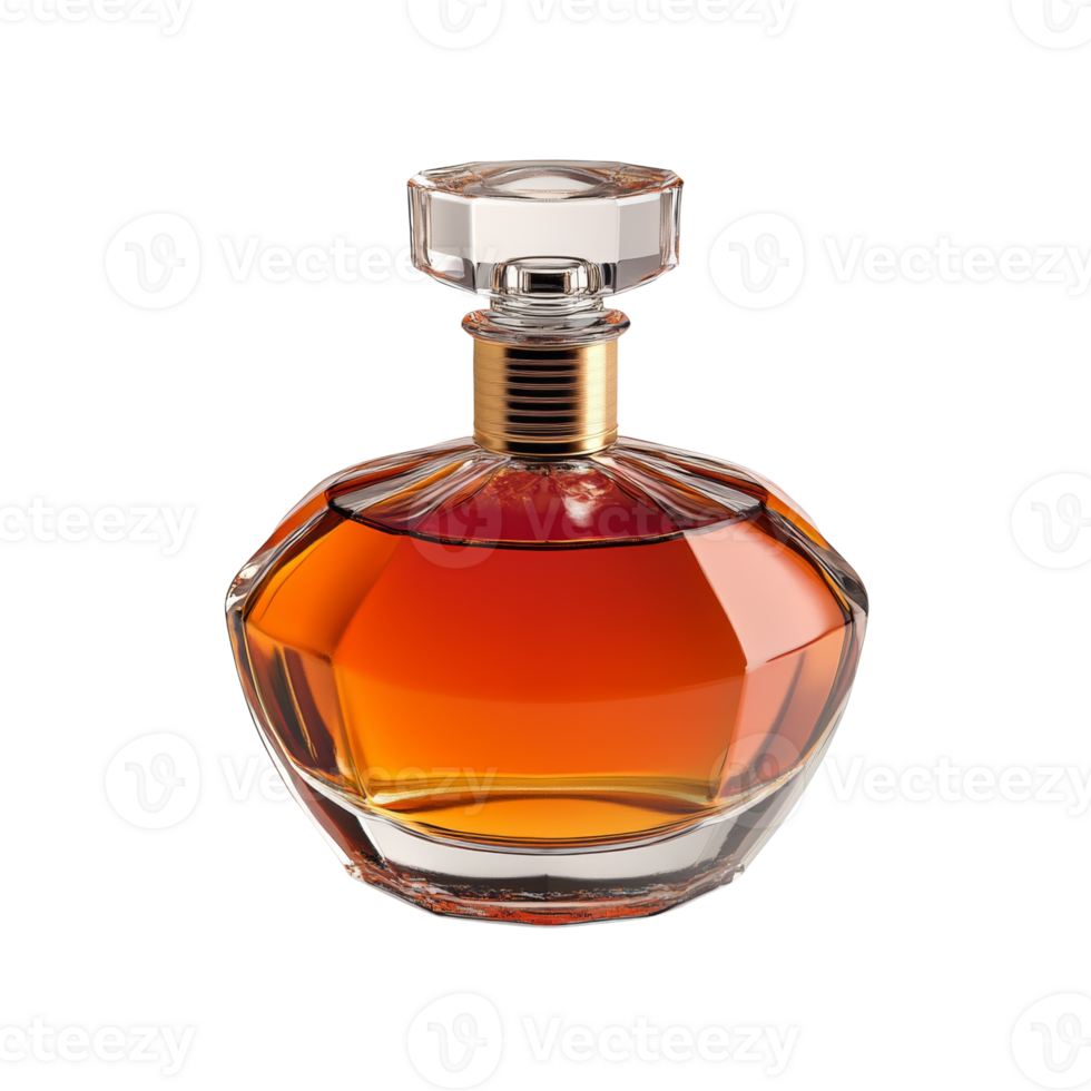 Elegant Decanter of Amber Liquid Inside Crystal Bottle png