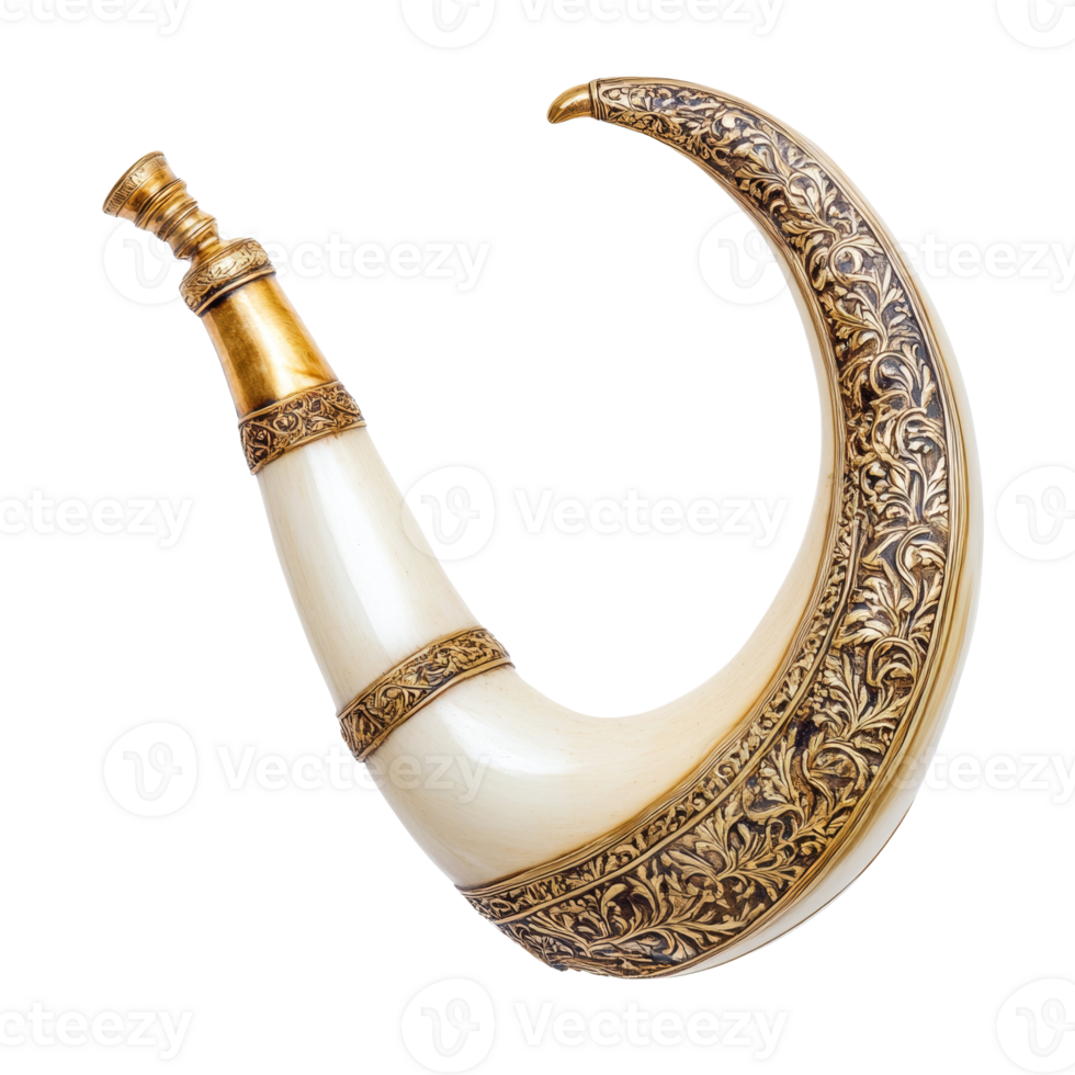Ornate Gold And Ivory Horn Shaped Vessel png