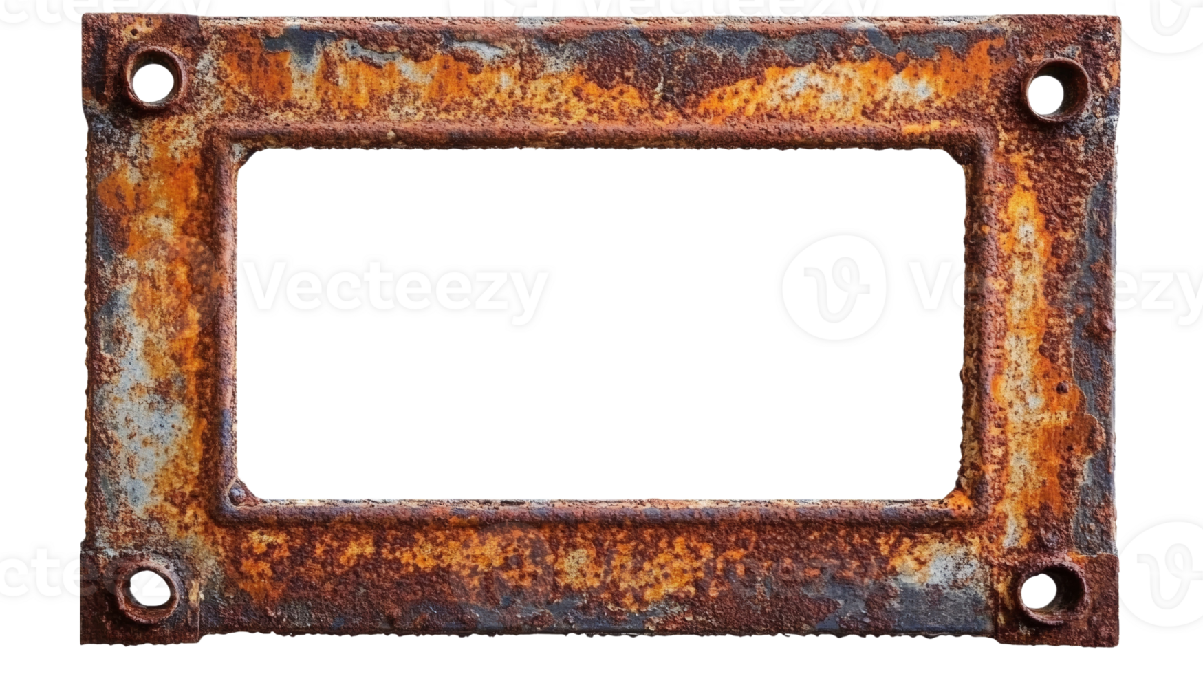 Rusty Metal Frame With Four Holes png