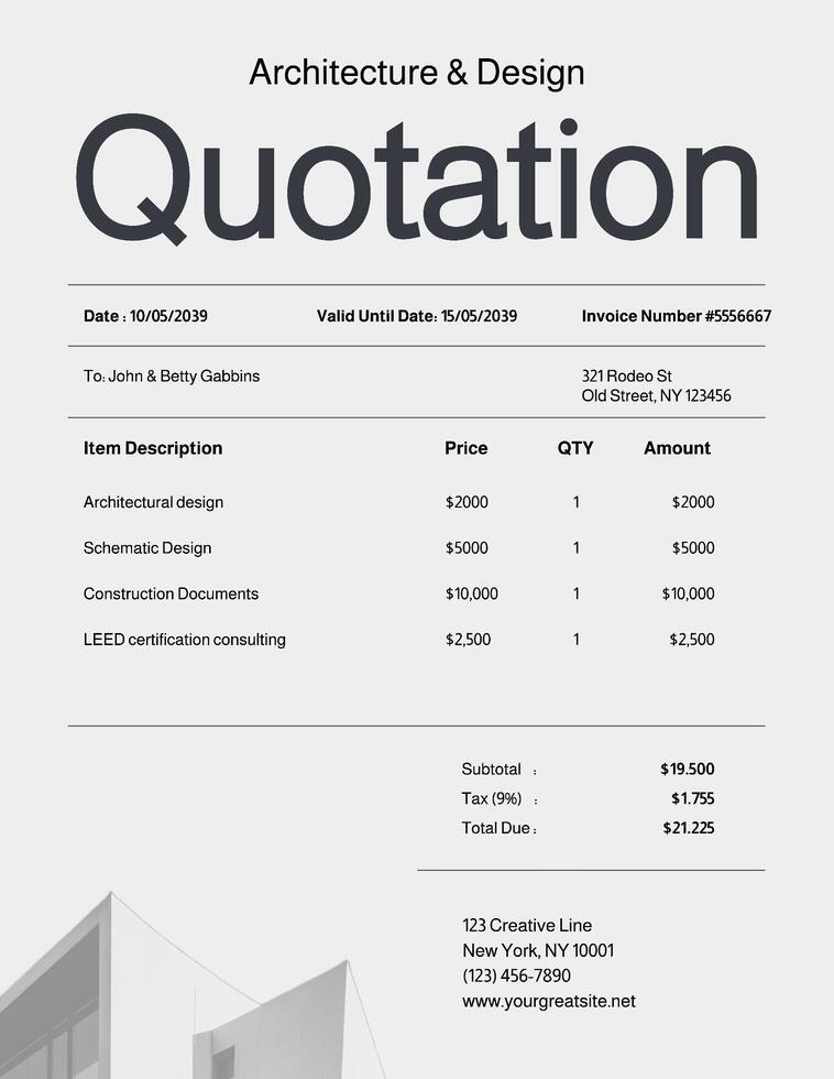invoice architect for business template