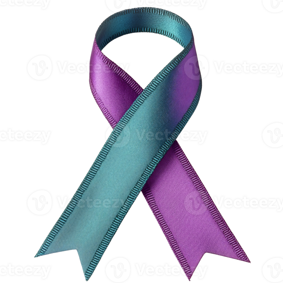 Teal and Purple Ribbon Awareness Symbol png