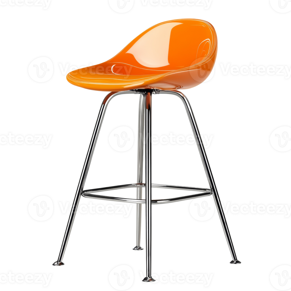 Modern Orange Bar Stool with Chrome Legs png