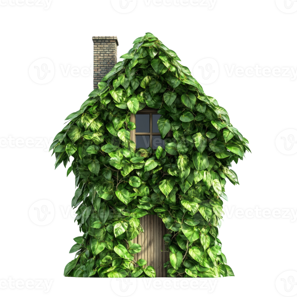 Lush Green Ivy Completely Covers Small House Structure png