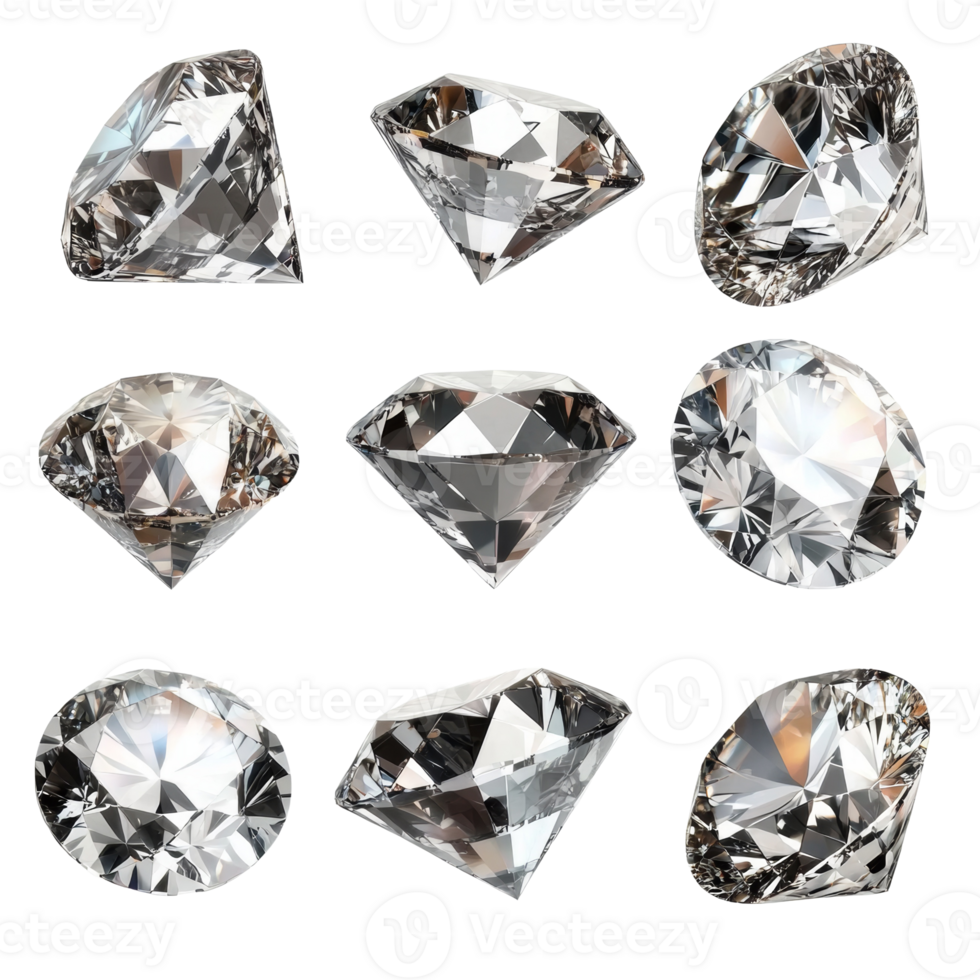 Sparkling Diamonds Displayed From Multiple Angles png
