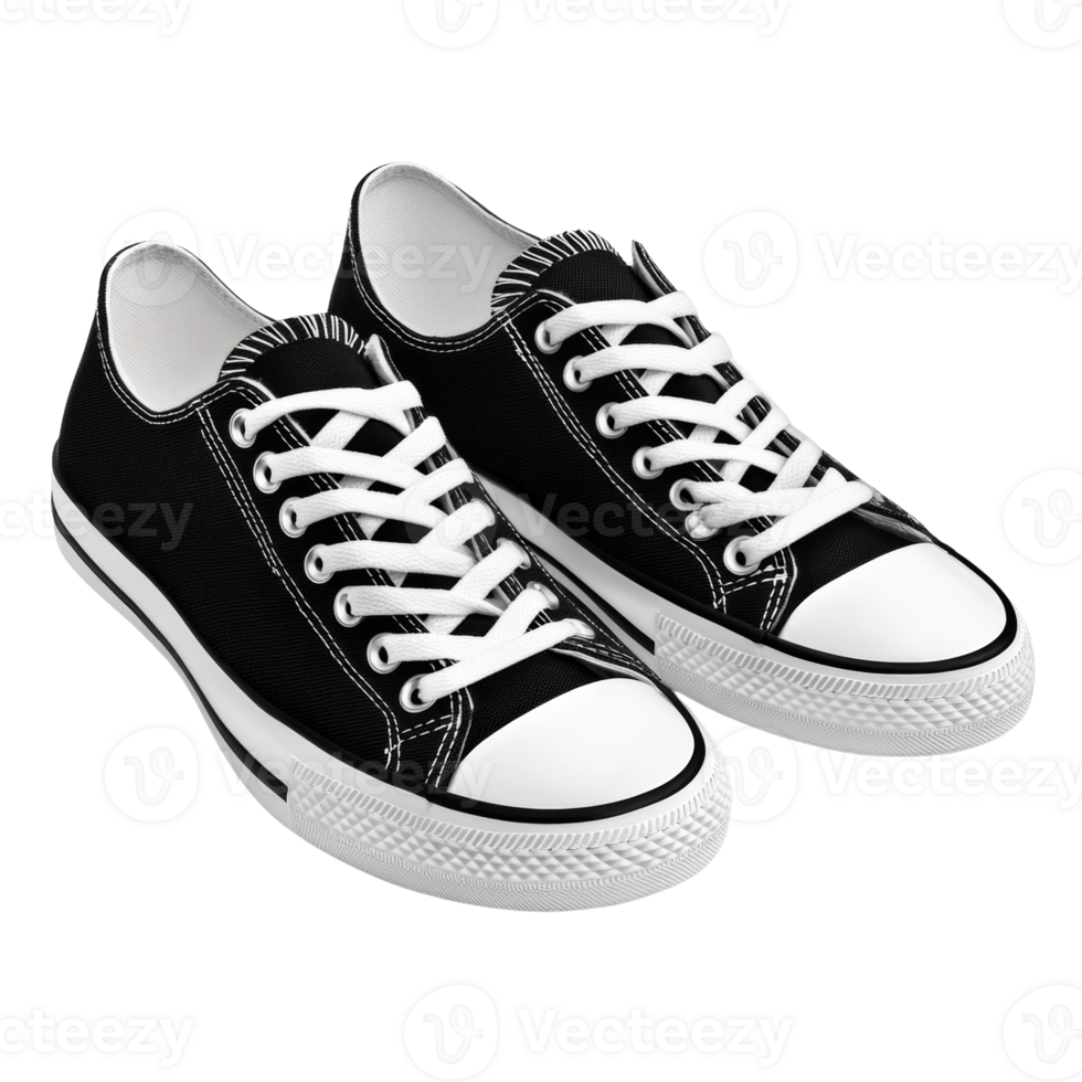 A Pair Of Classic Black Canvas Sneakers png