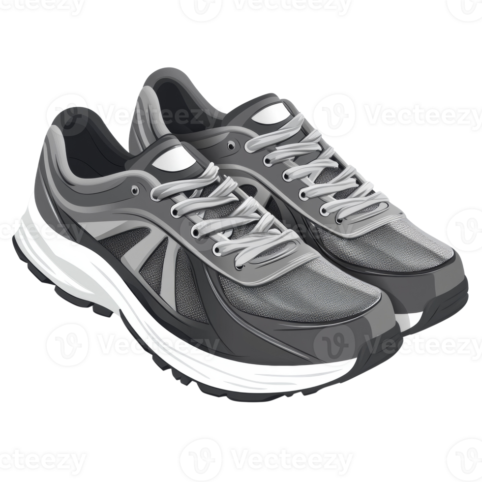 A Pair Of Modern Gray Athletic Running Shoes png