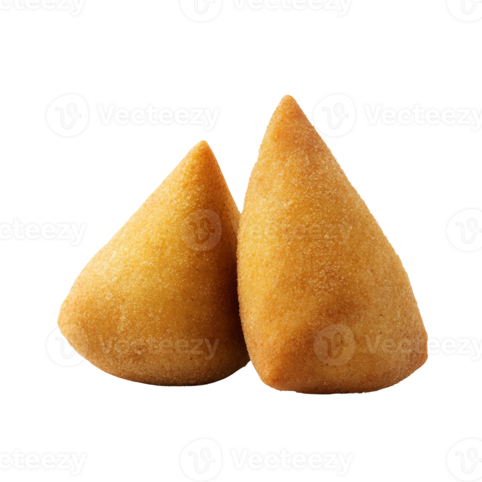 Two Golden Brown Cone Shaped Pastries Together png
