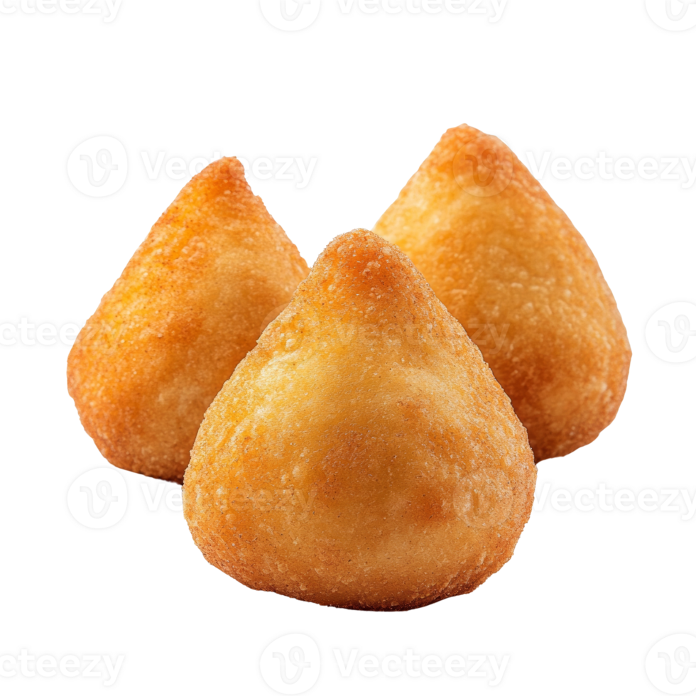 Three Golden Brown Fried Chicken Coxinhas png