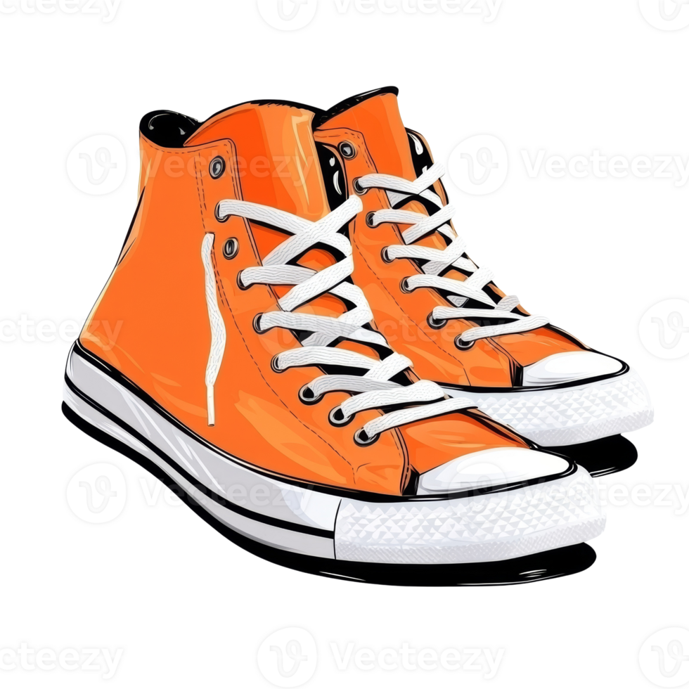 Stylish Orange High Top Canvas Sneakers png