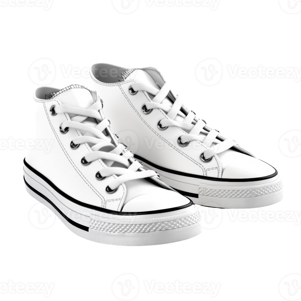 A Pair Of Classic White Canvas High Top Sneakers png
