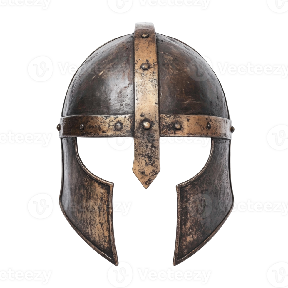 Weathered Metal Medieval Knight Helmet Display png