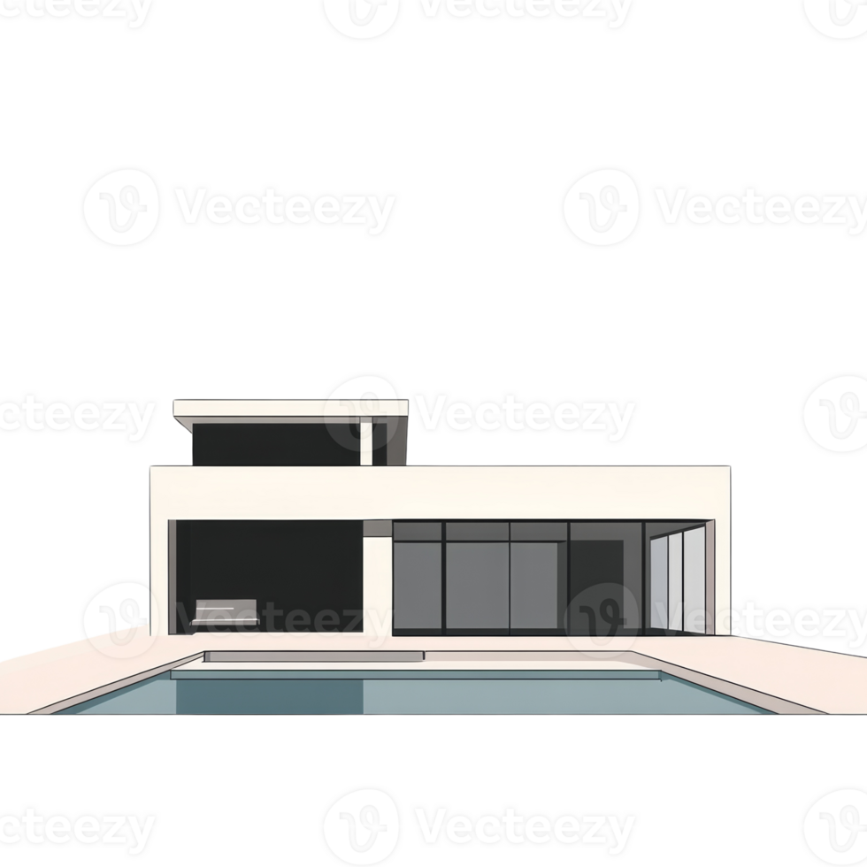 Modern House Design Featuring Minimalist Architecture and Pool png