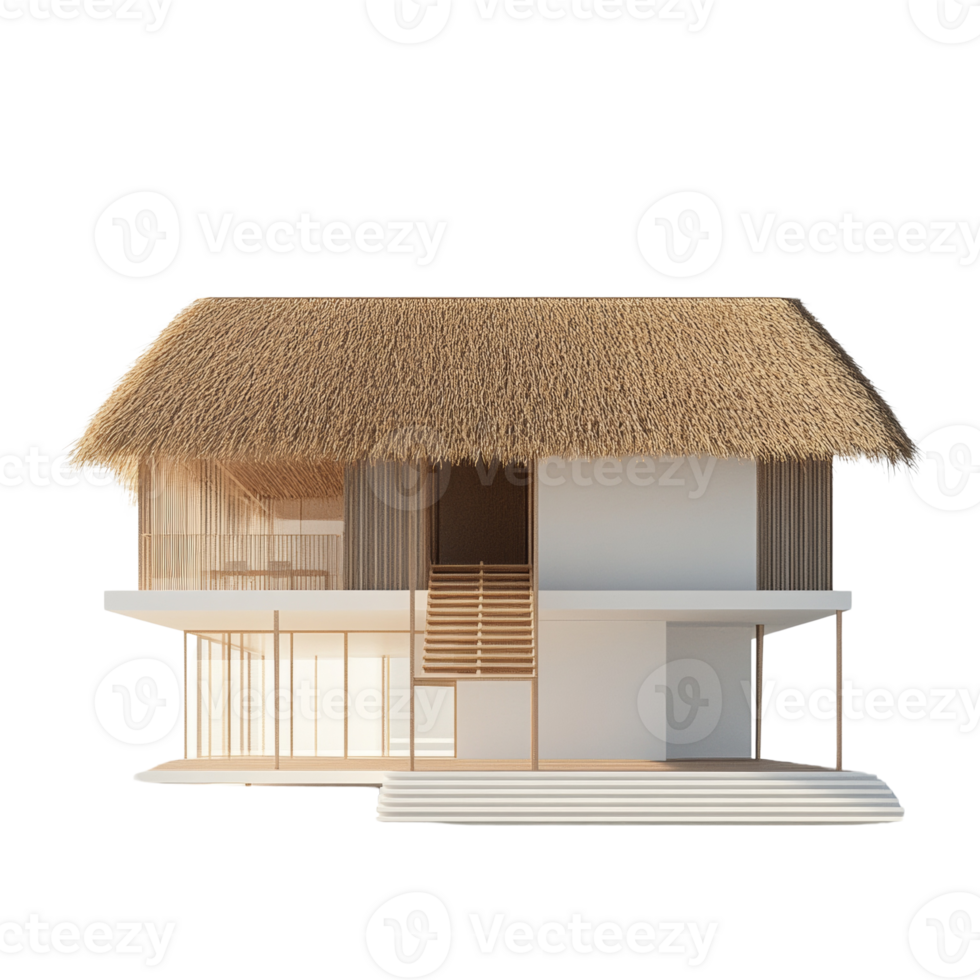 Modern Tropical Thatched Roof House Design png