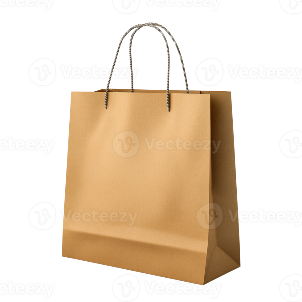 A Light Brown Paper Shopping Bag With Twisted Handles png