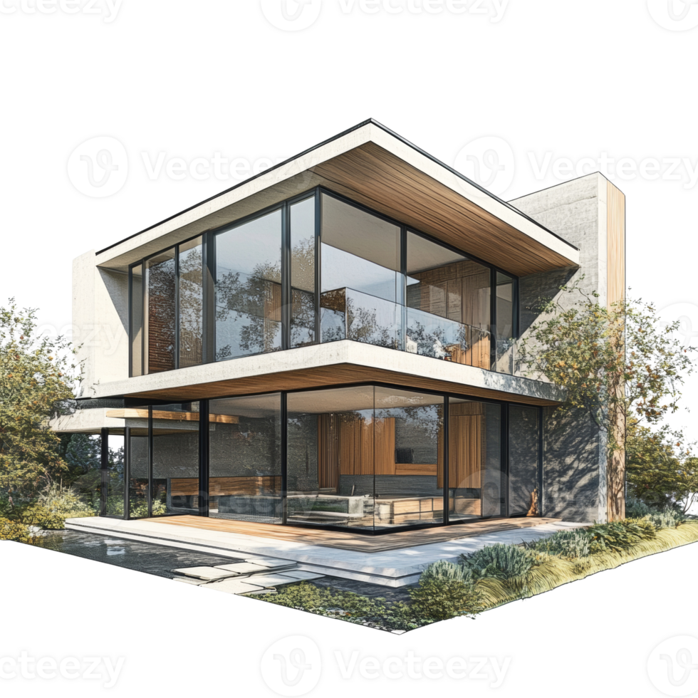 Modern Architectural Design of a Luxurious Two Story Home png