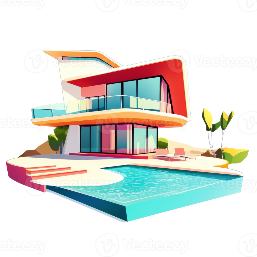 Modern Architectural House Design with Pool png
