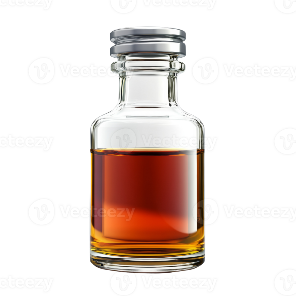 A Small Bottle of Amber Liquid Rests on a Black Background png