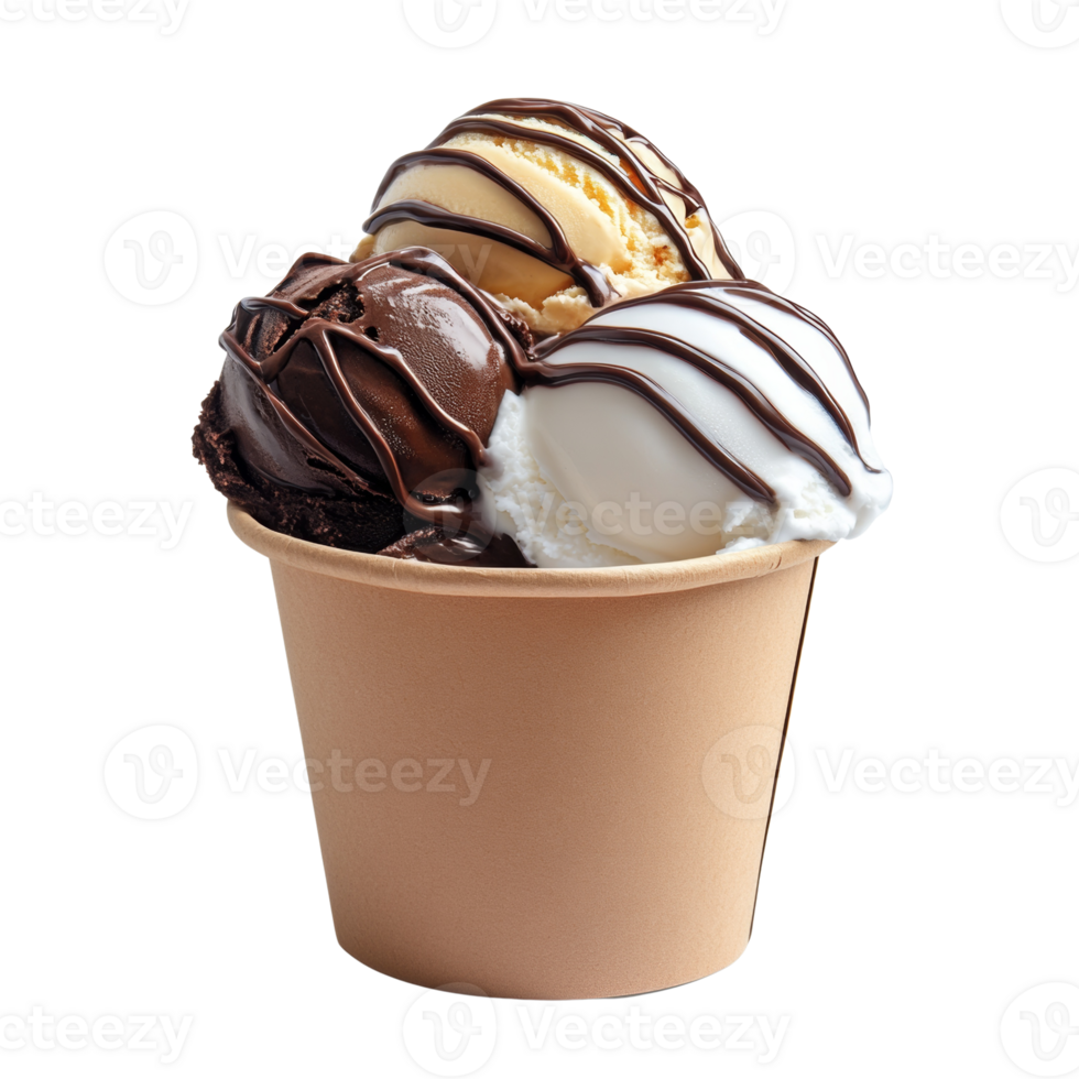 Three Scoops Of Delicious Ice Cream In A Cup png