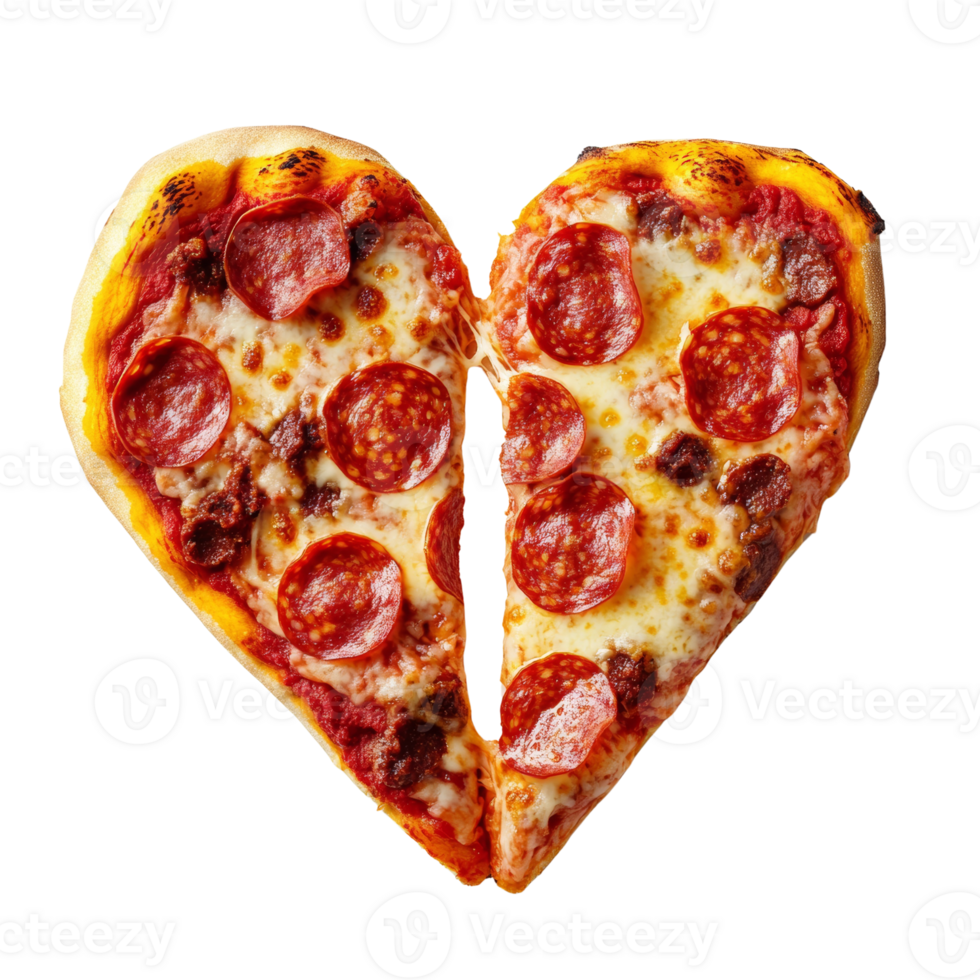 Heart Shaped Pepperoni Pizza Two Slices png
