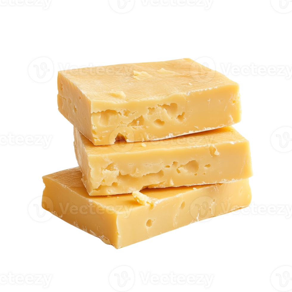 Three Blocks Of Pale Yellow Cheese Stacked High png