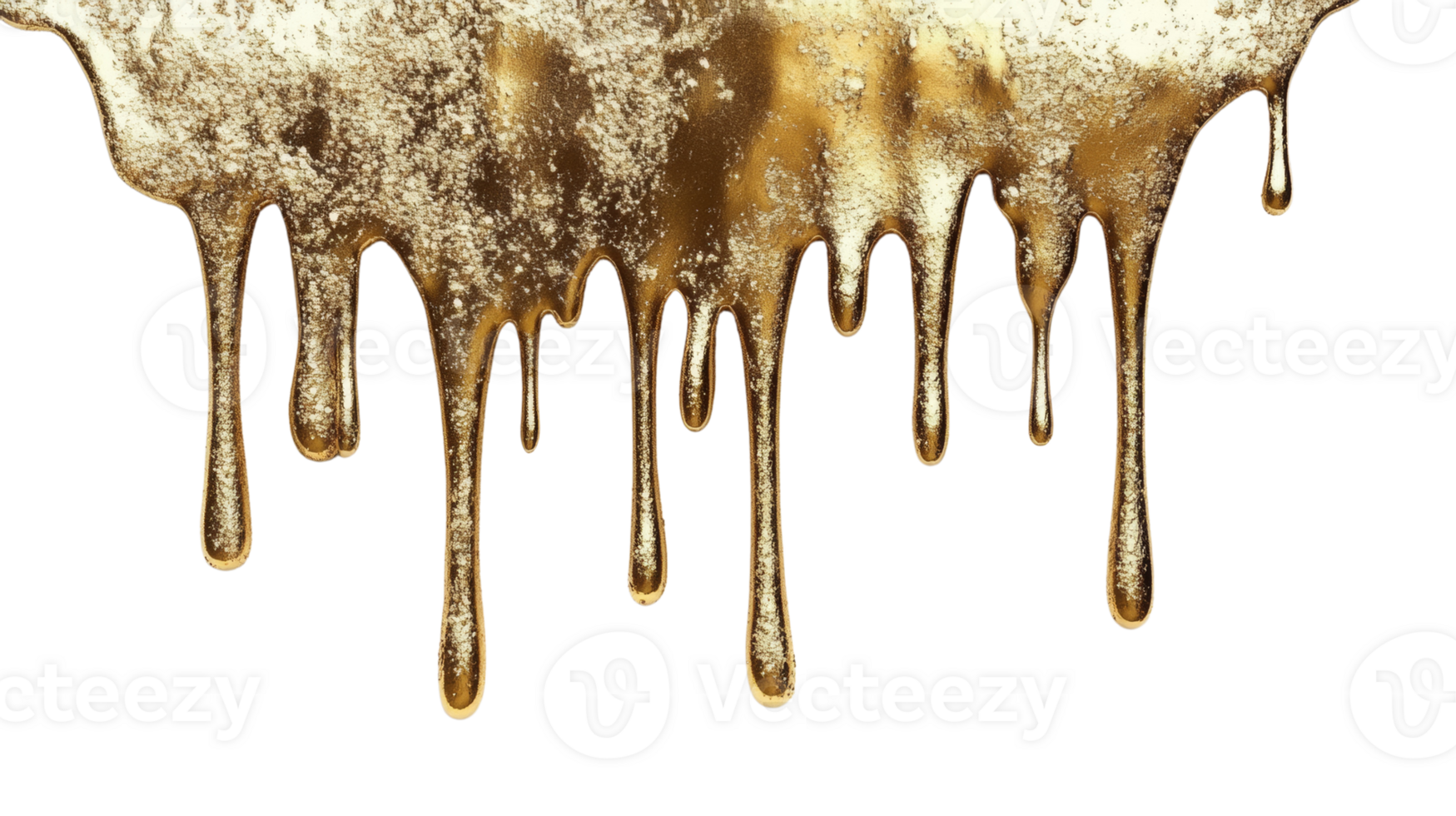 Golden Liquid Dripping Downwards Against white Background png