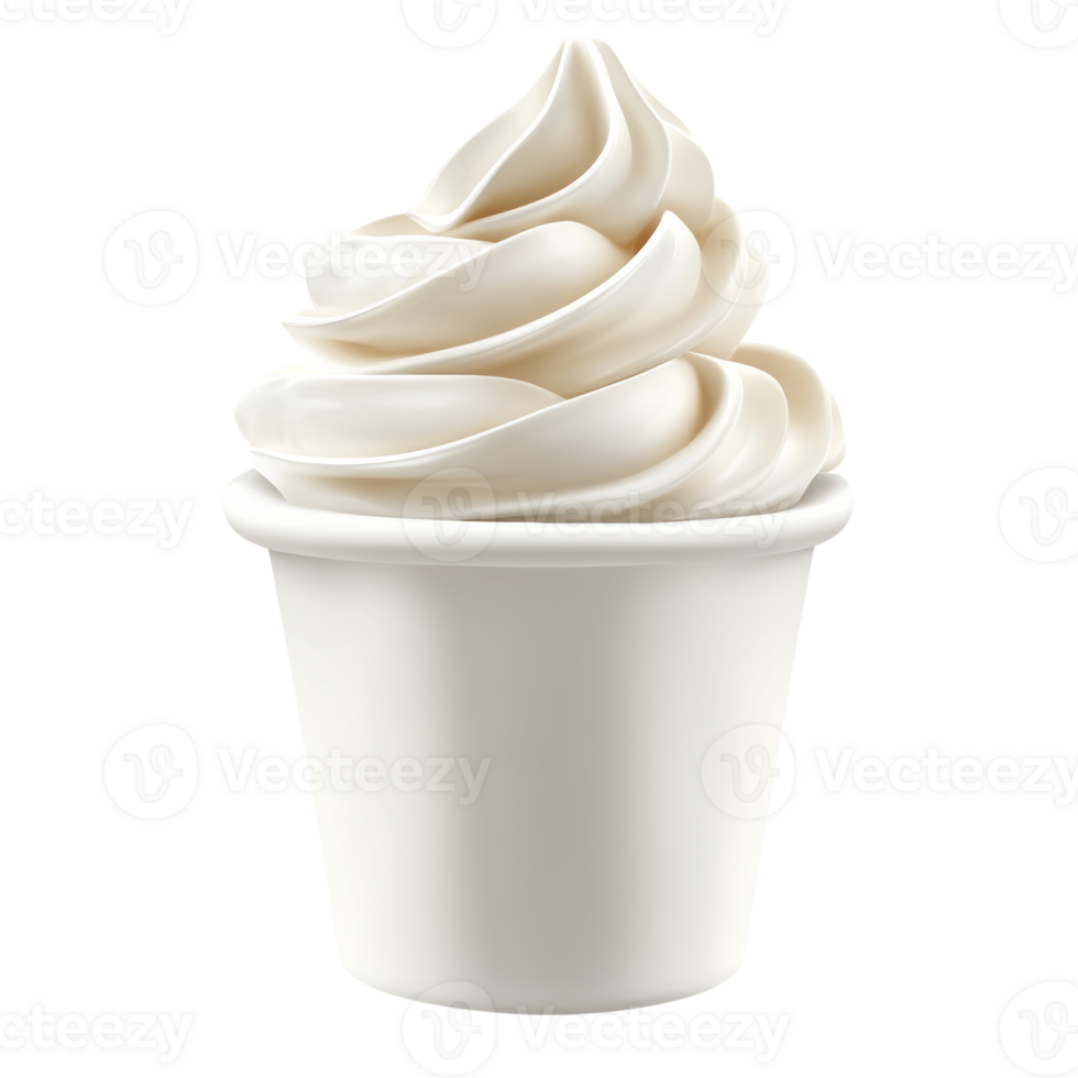 Creamy Swirled Soft Serve in a White Cup png