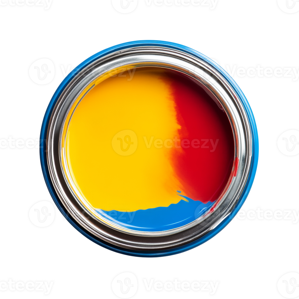 Paint Can With Yellow Red And Blue Paint png