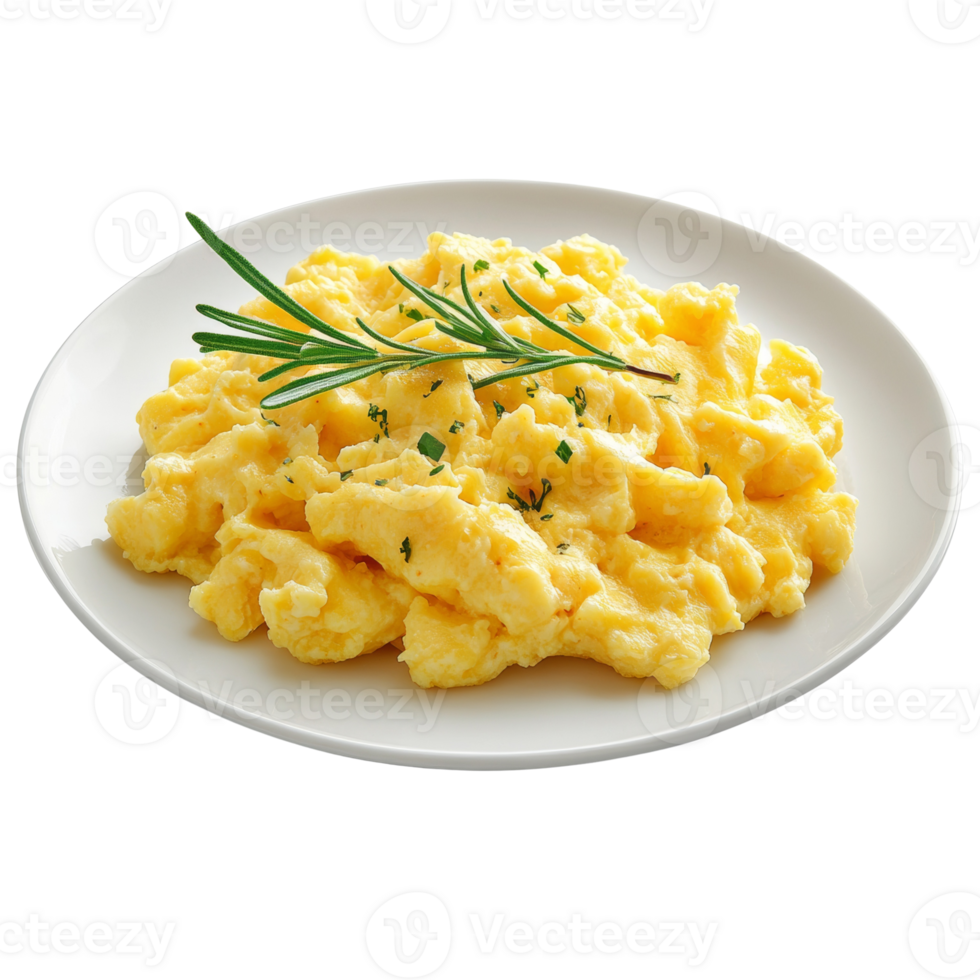 Fluffy Scrambled Eggs Garnished With Rosemary png