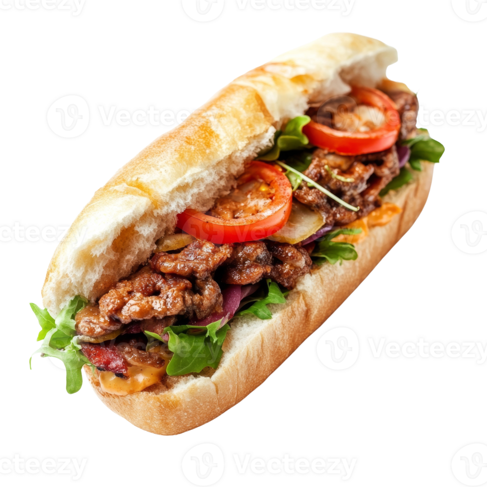Delicious Meat Sandwich With Fresh Vegetables png