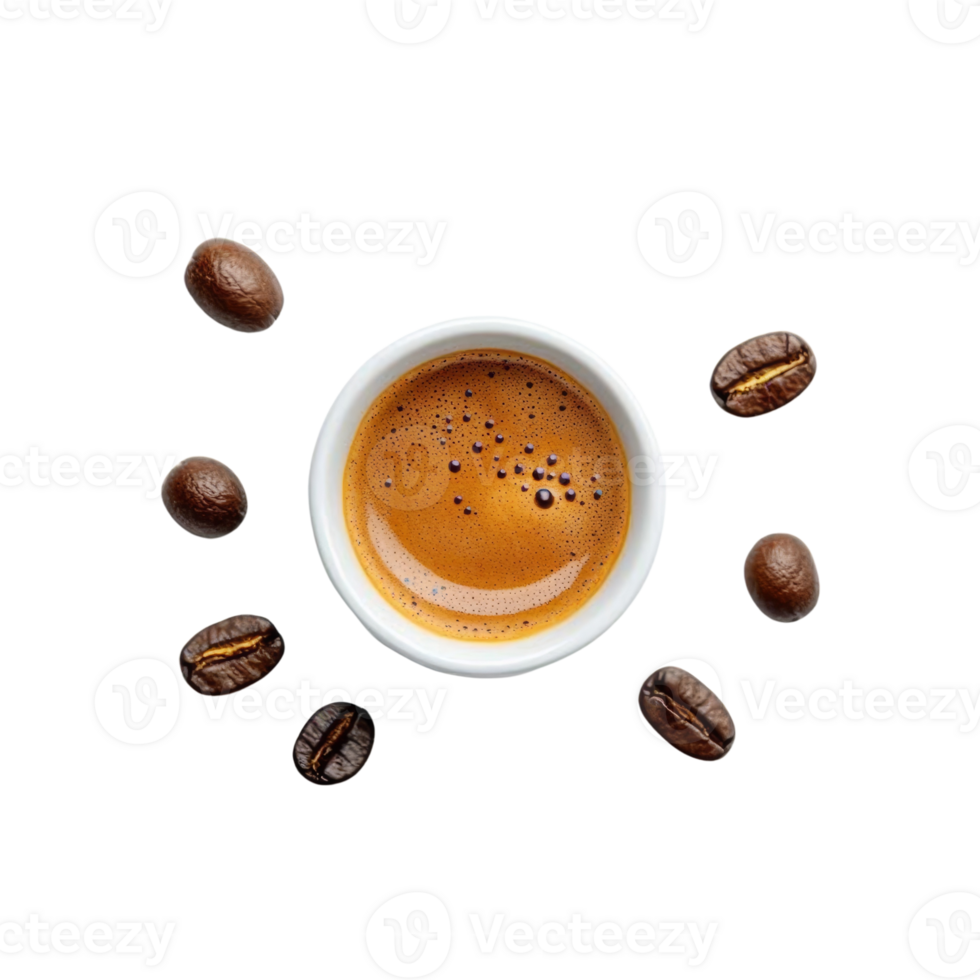 Espresso Coffee In A Cup With Coffee Beans png